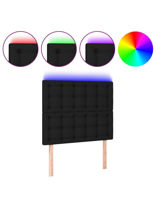 Gultas galvgalis ar led, 90x5x118/128 cm, melns audums