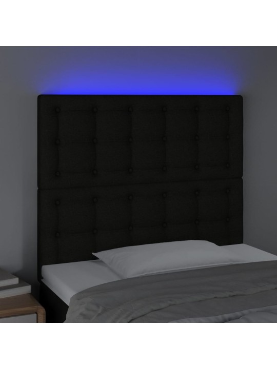 Gultas galvgalis ar led, 90x5x118/128 cm, melns audums