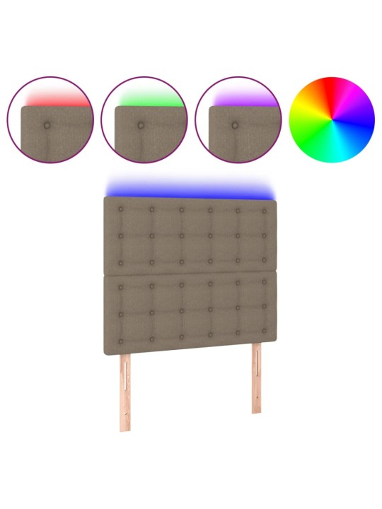 Gultas galvgalis ar led, 90x5x118/128 cm, pelēkbrūns audums