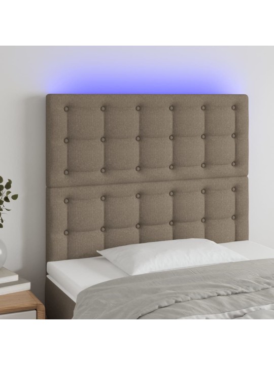 Gultas galvgalis ar led, 90x5x118/128 cm, pelēkbrūns audums