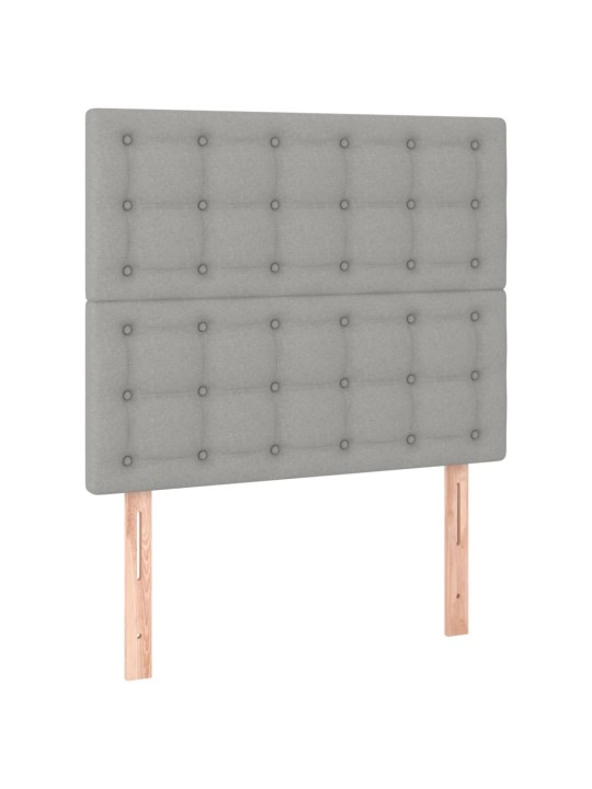 Gultas galvgalis ar LED, 100x5x118/128 cm, gaiši pelēks audums