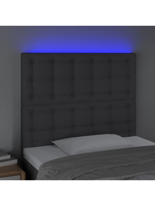 Gultas galvgalis ar LED, 100x5x118/128 cm, tumši pelēks audums