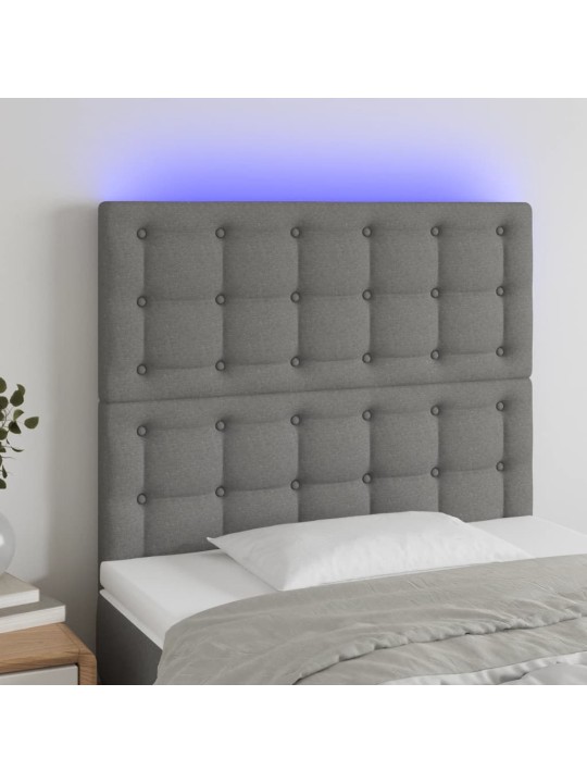Gultas galvgalis ar LED, 100x5x118/128 cm, tumši pelēks audums
