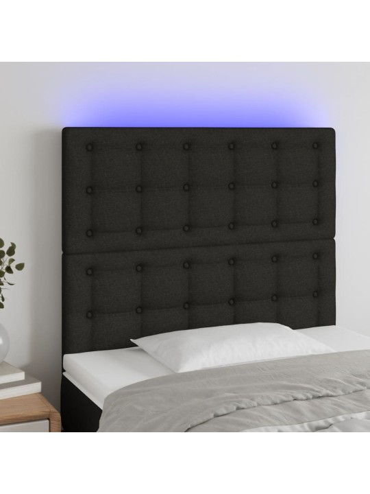 Gultas galvgalis ar LED, 100x5x118/128 cm, melns audums