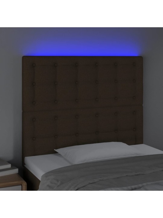 Gultas galvgalis ar LED, 100x5x118/128 cm, tumši brūns audums