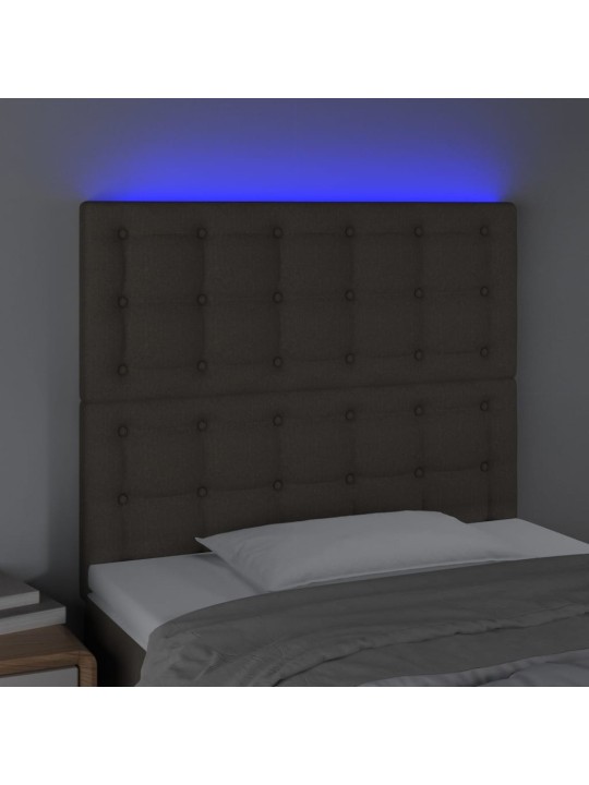 Gultas galvgalis ar LED, 100x5x118/128 cm, pelēkbrūns audums