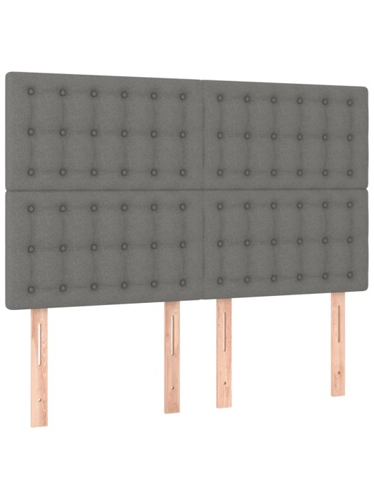 Gultas galvgalis ar LED, 144x5x118/128 cm, tumši pelēks audums