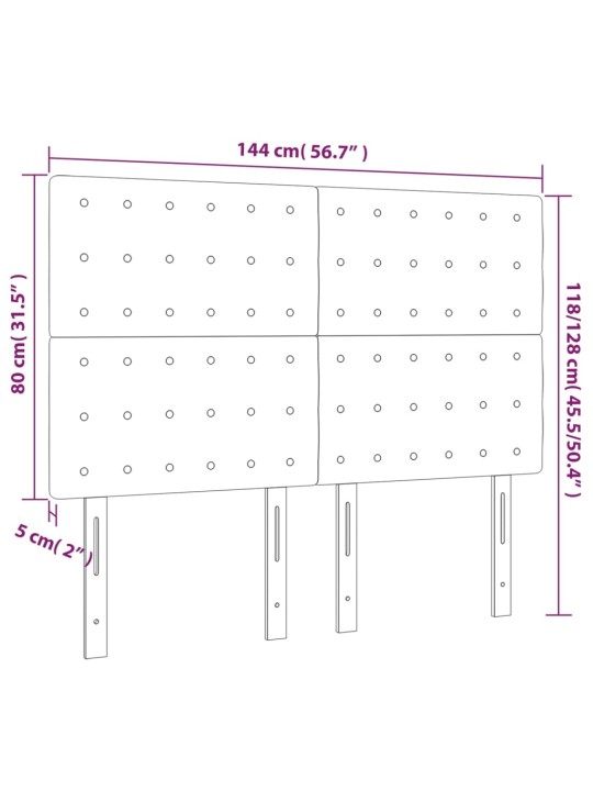 Gultas galvgalis ar LED, 144x5x118/128 cm, tumši pelēks audums