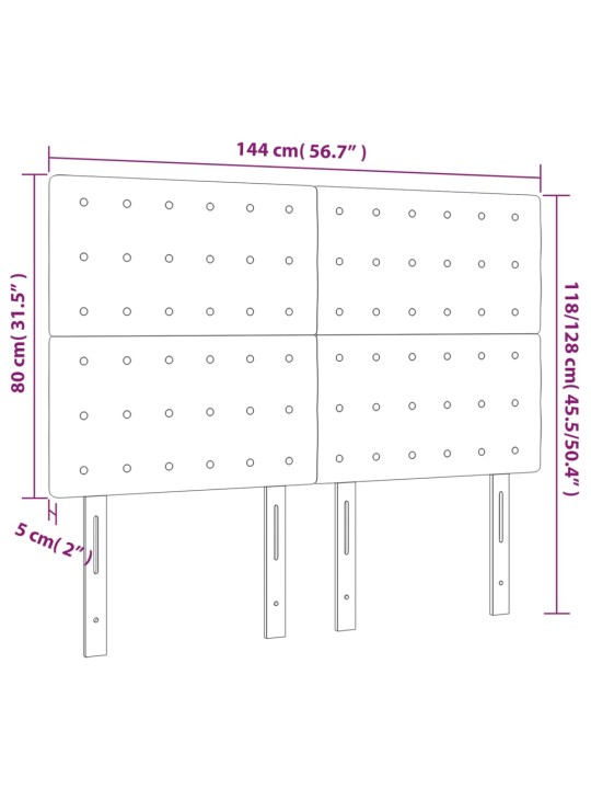 Gultas galvgalis ar LED, 144x5x118/128 cm, melns audums
