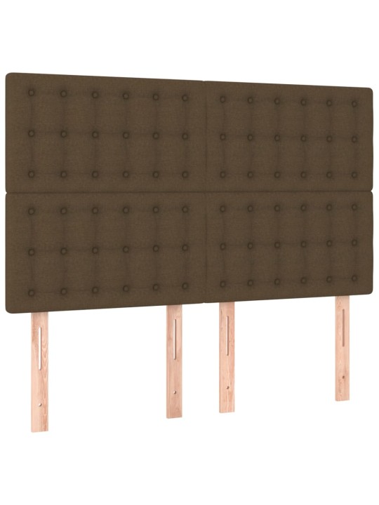 Gultas galvgalis ar LED, 144x5x118/128 cm, tumši brūns audums