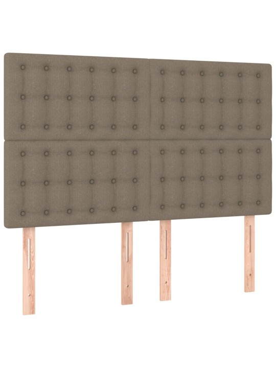 Gultas galvgalis ar LED, 144x5x118/128 cm, pelēkbrūns audums