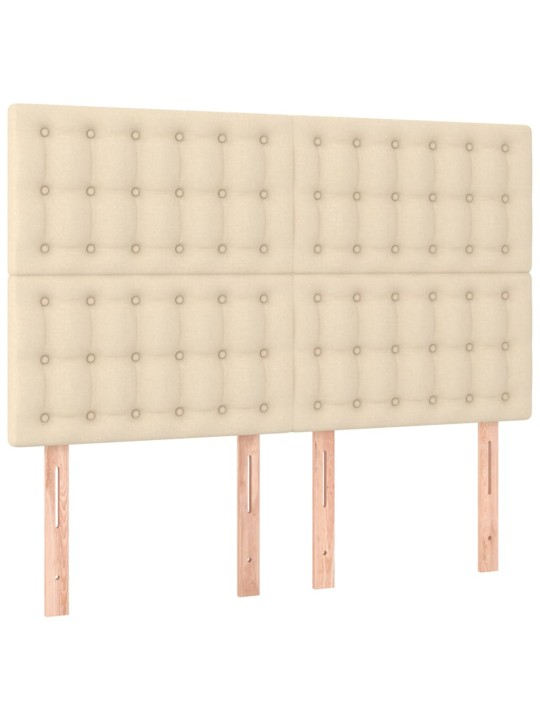 Gultas galvgalis ar LED, 144x5x118/128 cm, krēmkrāsas audums