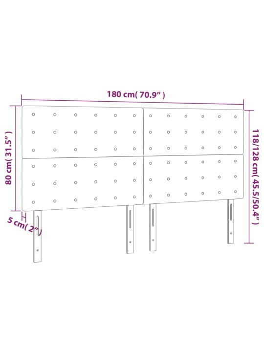 Gultas galvgalis ar LED, 180x5x118/128 cm, tumši pelēks audums