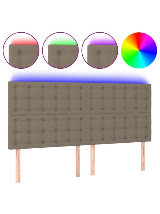 Gultas galvgalis ar LED, 180x5x118/128 cm, pelēkbrūns audums