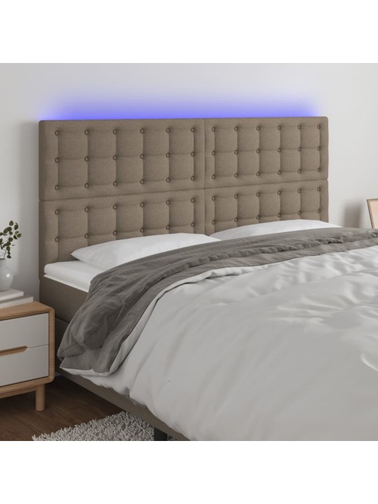 Gultas galvgalis ar LED, 180x5x118/128 cm, pelēkbrūns audums