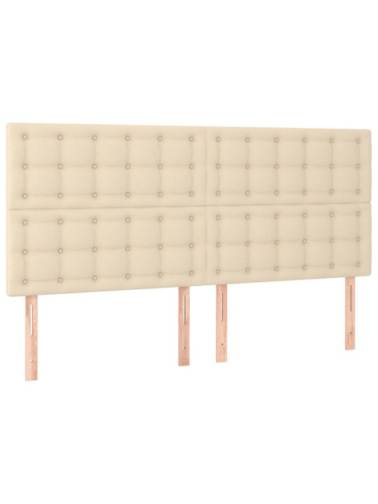 Gultas galvgalis ar LED, 180x5x118/128 cm, krēmkrāsas audums