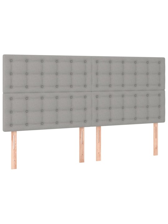 Gultas galvgalis ar led, 200x5x118/128 cm, gaiši pelēks audums