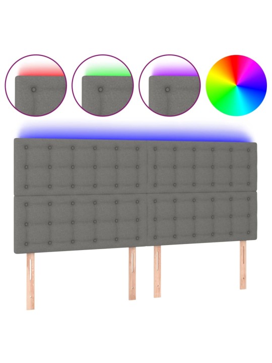 Gultas galvgalis ar led, 200x5x118/128 cm, tumši pelēks audums