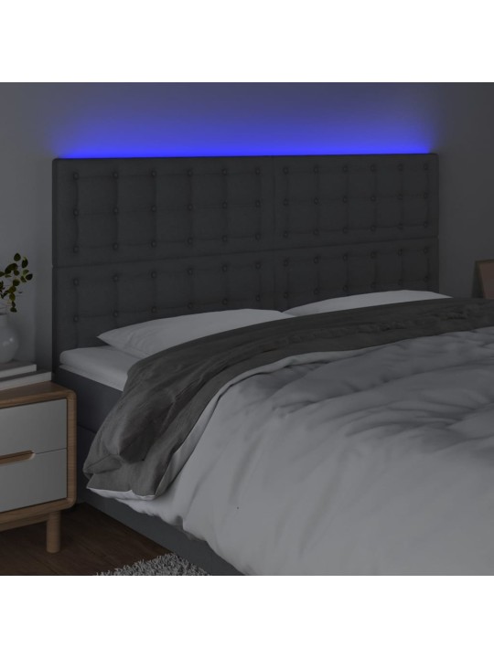 Gultas galvgalis ar led, 200x5x118/128 cm, tumši pelēks audums