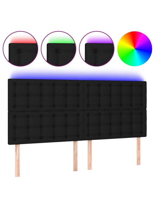Gultas galvgalis ar led, 200x5x118/128 cm, melns audums
