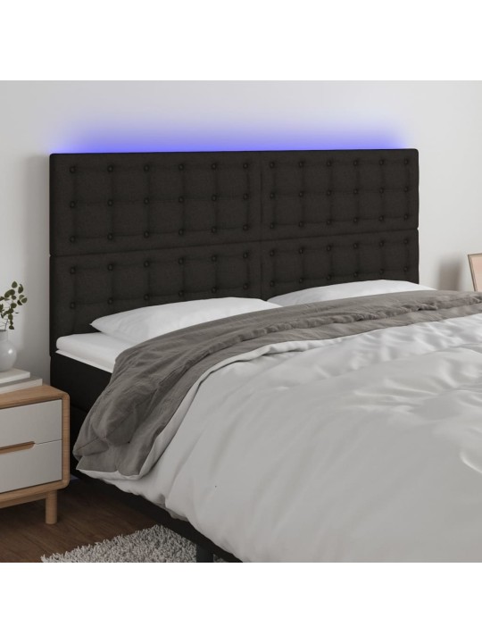 Gultas galvgalis ar led, 200x5x118/128 cm, melns audums