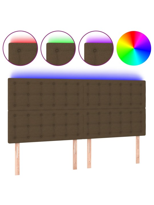 Gultas galvgalis ar led, 200x5x118/128 cm, tumši brūns audums