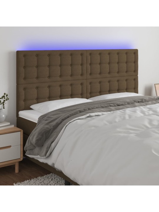 Gultas galvgalis ar led, 200x5x118/128 cm, tumši brūns audums