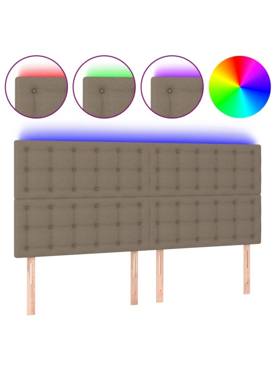 Gultas galvgalis ar led, 200x5x118/128 cm, pelēkbrūns audums