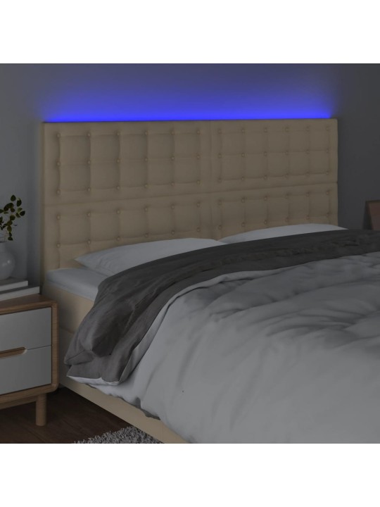 Gultas galvgalis ar led, 200x5x118/128 cm, krēmkrāsas audums