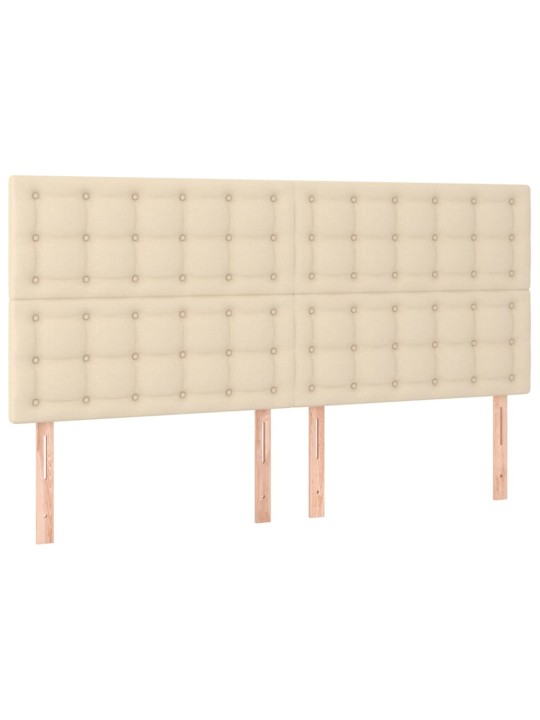 Gultas galvgalis ar led, 200x5x118/128 cm, krēmkrāsas audums