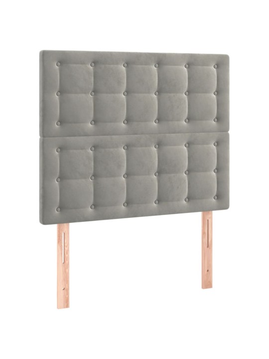 Gultas galvgalis ar led, 80x5x118/128 cm, gaiši pelēks samts