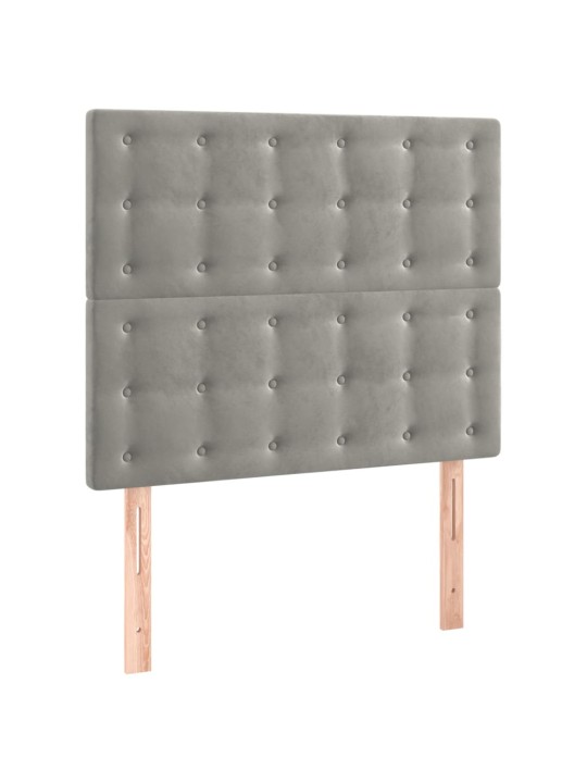 Gultas galvgalis ar led, 90x5x118/128 cm, gaiši pelēks samts