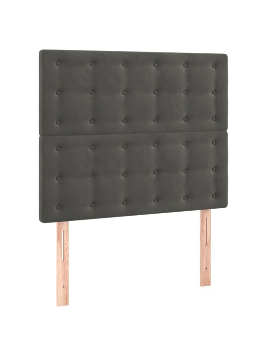 Gultas galvgalis ar led, 90x5x118/128 cm, tumši pelēks samts