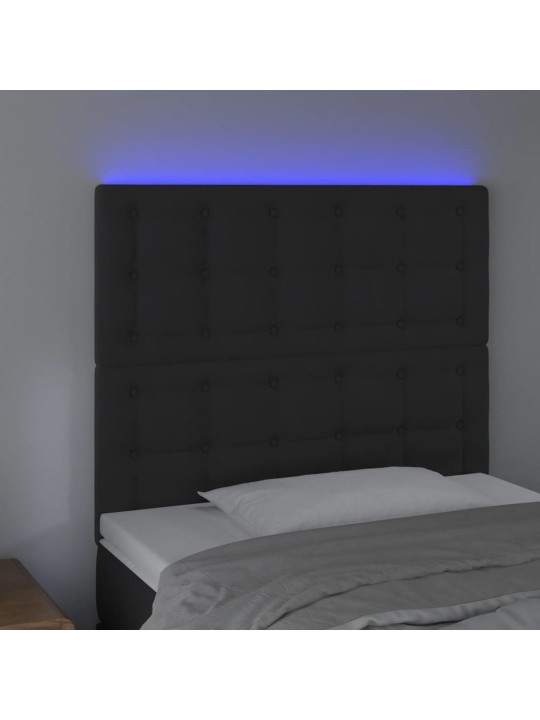 Gultas galvgalis ar led, 90x5x118/128 cm, melns samts