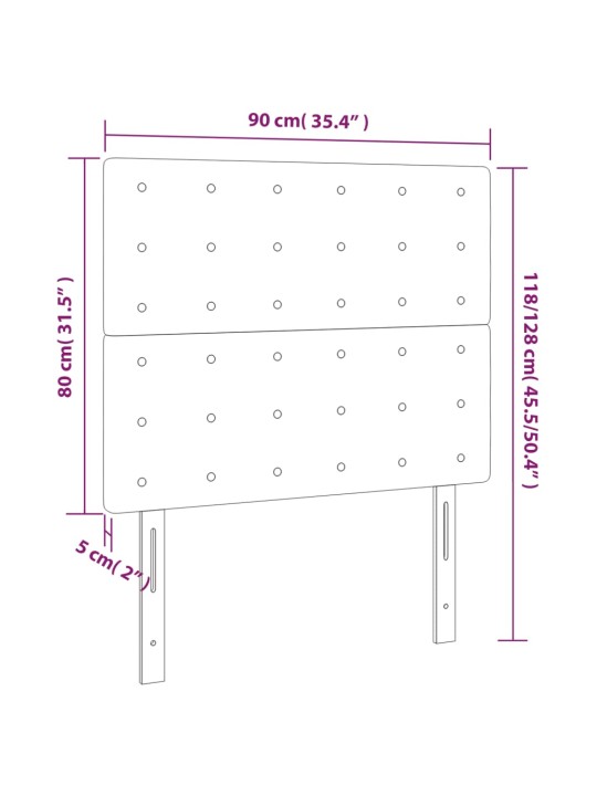Gultas galvgalis ar led, 90x5x118/128 cm, melns samts