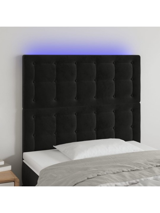 Gultas galvgalis ar led, 90x5x118/128 cm, melns samts