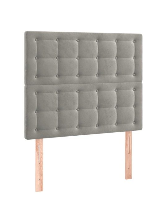 Gultas galvgalis ar LED, 100x5x118/128 cm, gaiši pelēks samts