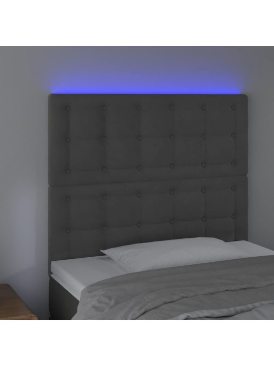 Gultas galvgalis ar LED, 100x5x118/128 cm, tumši pelēks samts