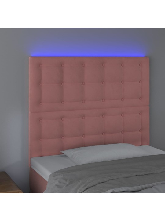 Gultas galvgalis ar LED, 100x5x118/128 cm, rozā samts