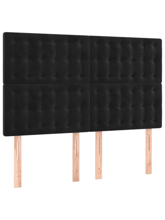 Gultas galvgalis ar LED, 144x5x118/128 cm, melns samts