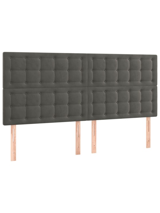 Gultas galvgalis ar LED, 160x5x118/128 cm, tumši pelēks samts