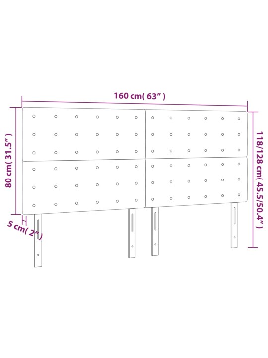 Gultas galvgalis ar LED, 160x5x118/128 cm, tumši zils samts