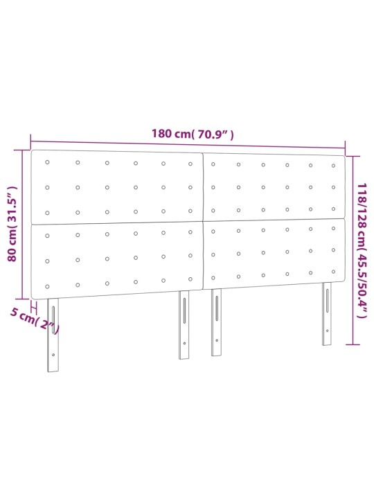 Gultas galvgalis ar LED, 180x5x118/128 cm, tumši pelēks samts