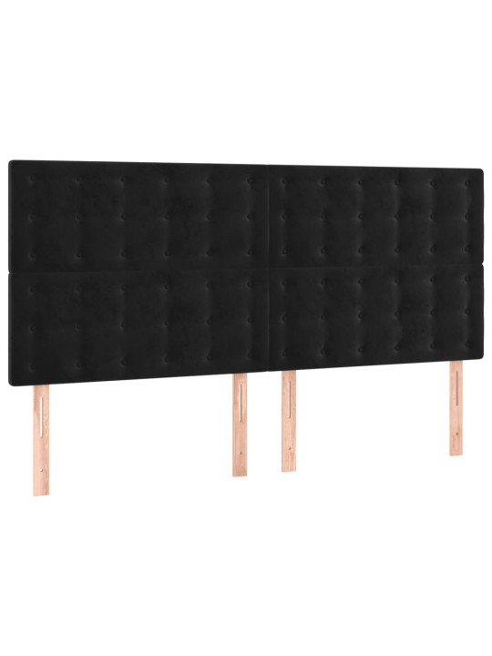 Gultas galvgalis ar LED, 180x5x118/128 cm, melns samts