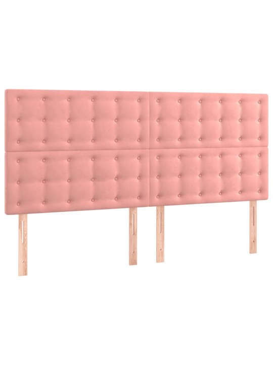 Gultas galvgalis ar LED, 180x5x118/128 cm, rozā samts