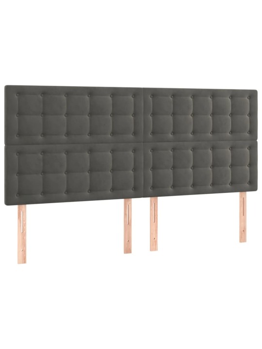 Gultas galvgalis ar led, 200x5x118/128 cm, tumši pelēks samts