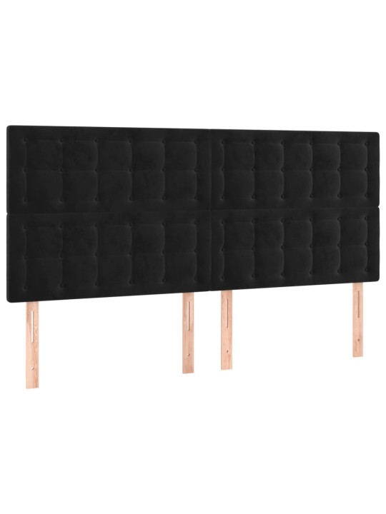 Gultas galvgalis ar led, 200x5x118/128 cm, melns samts