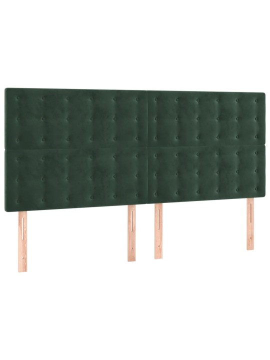 Gultas galvgalis ar led, 200x5x118/128 cm, tumši zaļš samts