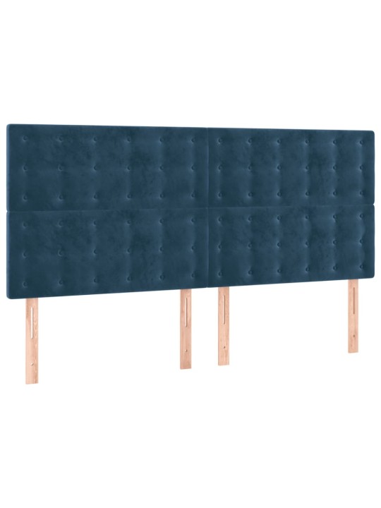 Gultas galvgalis ar led, 200x5x118/128 cm, tumši zils samts