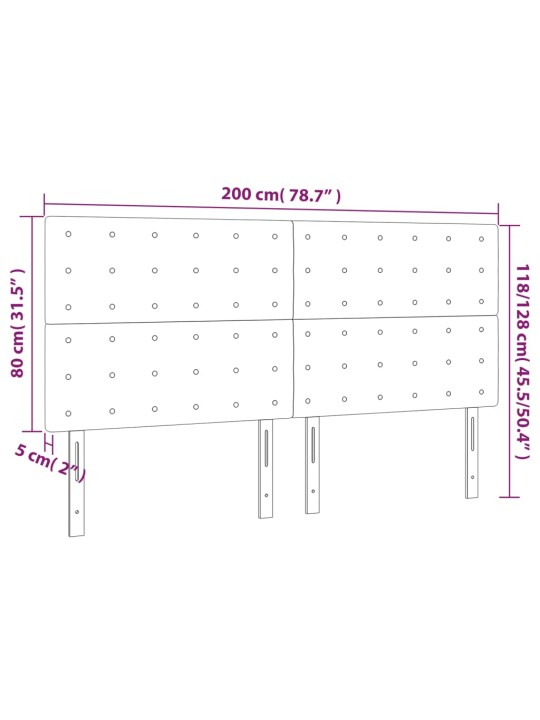 Gultas galvgalis ar led, 200x5x118/128 cm, tumši zils samts